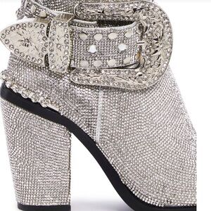 Women's Silver Embellished Ankle Boots